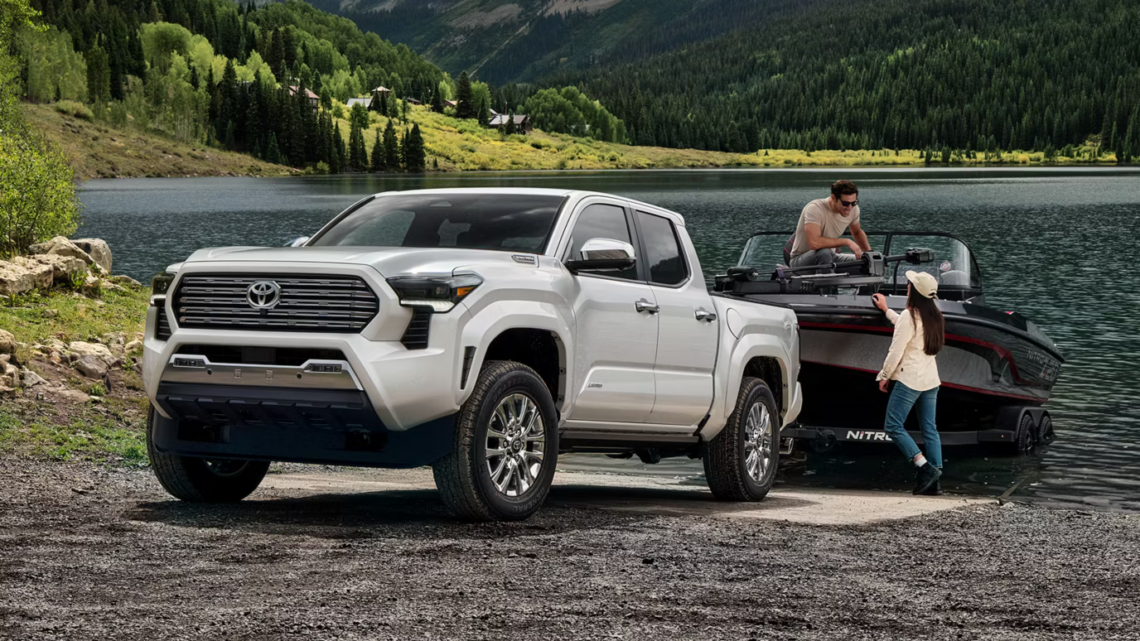 The 2026 Toyota Tacoma towing a boat
